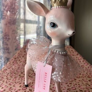 Bella Lux Pink Deer Figurine with Crown